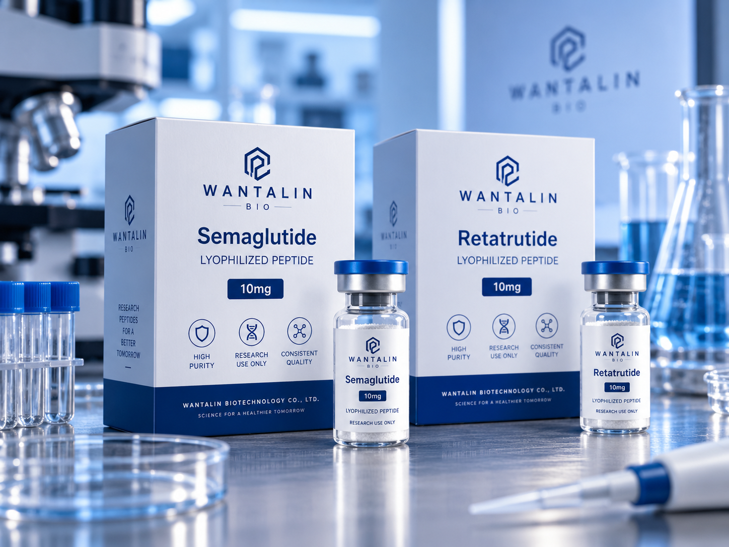 Wantalin product lineup in laboratory setting
