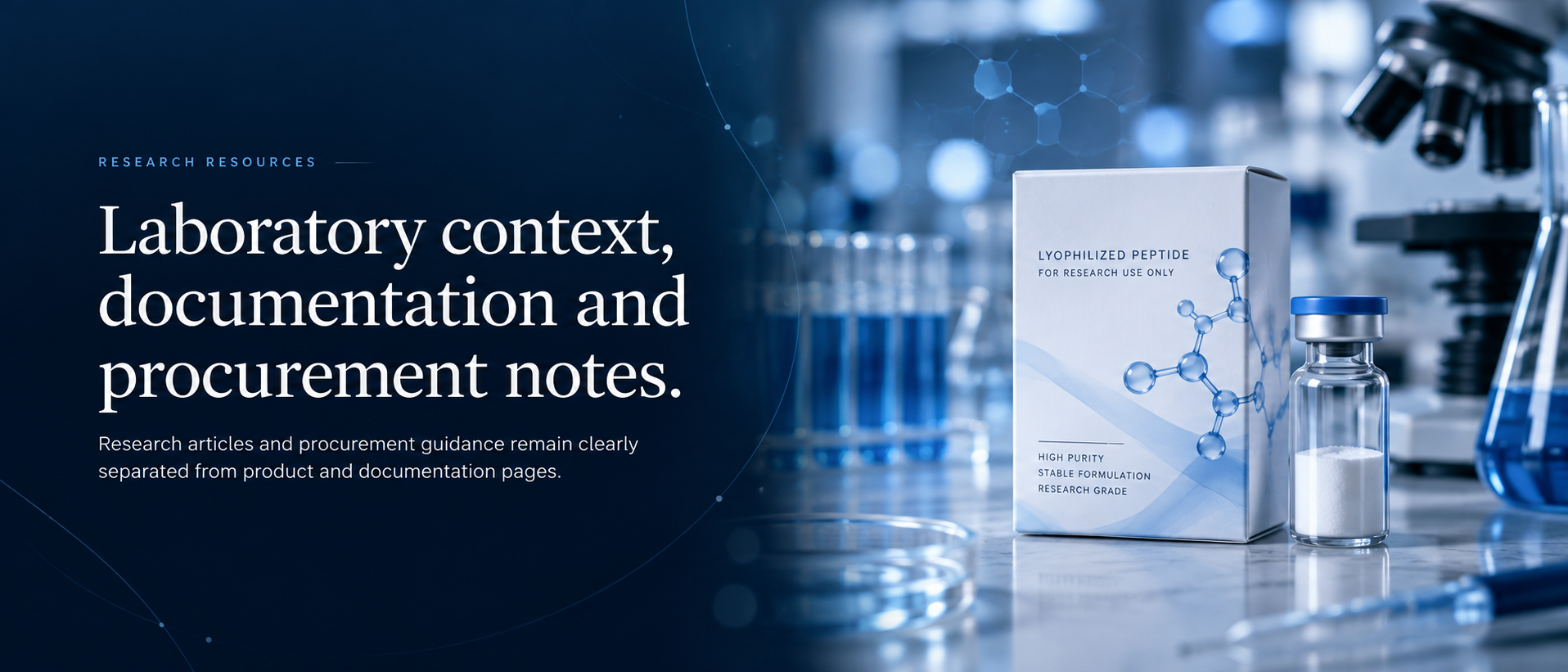 Laboratory context, documentation and procurement notes